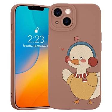 Imagem de JOYLAND Qiusuo Capa de telefone fofa de pato engraçado para iPhone 12/12 Pro, nova capa de proteção de câmera de cobertura completa, material macio de ajuste fino, capa de combinação anti-queda para
