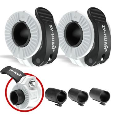 Imagem de ZY-HUAN Clipes de barra Pro Grampos de barra de 2,5 cm Grampos de peso de liberação rápida de 2,3 a 3 cm para barras Grampos de barra olímpicos ajustáveis em vários tamanhos (preto + branco)