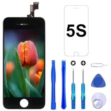 Imagem de Brinonac Para iPhone 5s/SE 2016 tela de substituição preta sensível ao toque, digitalizador LCD montagem completa com câmera frontal, sensor de proximidade, alto-falante auricular, botão Home incluindo ferramenta de reparo e protetor de tela