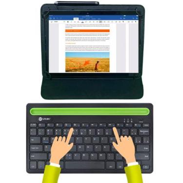 Imagem de Capa Giratória p/ Tablet 9 a 10.5 polegadas Universal + Caneta + Tecla