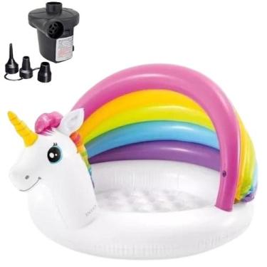 Imagem de Piscina unicornio intex c fundo inflado 45l + bomba elétrica, 110V