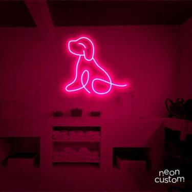 Imagem de luminaria letreiro Neon Led Dog Sentado 100x100 luminoso decoração p/ 