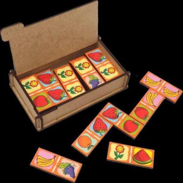 Imagem de Dominó Divertido Frutas 28 Peças Madeira Com Caixa - Maninho