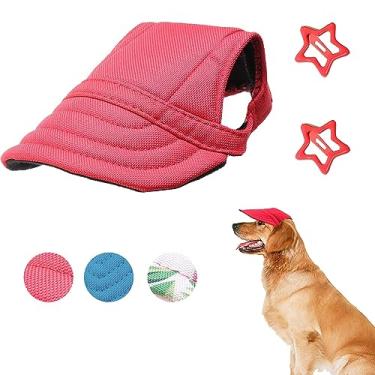 Imagem de Chapéu fofo para animais de estimação com orifícios de orelha, cordão ajustável, chapéu de cachorro, viseira de sol, proteção UV, chapéu de pato para cães pequenos e médios, boné de beisebol para cães