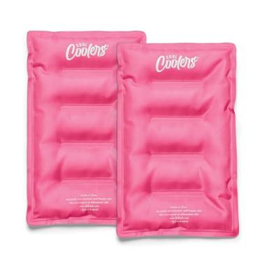 Imagem de Cool Coolers 2 pacotes de gelo macios para refrigerador, nylon elástico flexível, lancheira, bolsas de gelo para lancheiras, grandes pacotes reutilizáveis para freezer, da Fit & Fresh, rosa choque