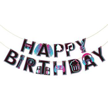 Imagem de Helewilk Fontes de faixa de feliz aniversário, faixa de aniversário com tema Tik T*k, para crianças, adolescentes, meninos, meninas, adultos, decorações de festa de aniversário