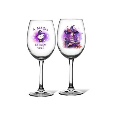 Imagem de Jogo 2 Taças Vinho/Drinks Vidro Estampada Gato Místico 465ml Vidro A Magia Está Em Você Personalizada Bruxa Esotérica Mitologia Tarot Presente Criativo