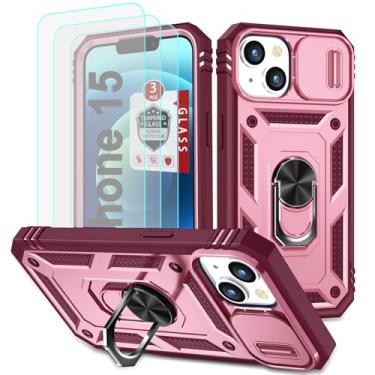 Imagem de Capa para iPhone 4, capa para iPhone 4S com película protetora de tela de vidro temperado, capa resistente de plástico TPU híbrido de camada dupla à prova de choque para Apple iPhone 4S/iPhone 4 - roxo