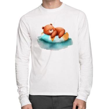 Imagem de Camiseta Algodão Ursinho Teddy Relaxando Na Piscina Manga Longa - Foca