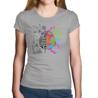 Imagem de Baby Look Algodão Cérebro Analítico e Criativo - Foca na Moda, Cinza, 