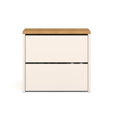 Imagem de Sapateira Caixa Multiuso Sapatos Quarto Banco Sentar Calçadeira para Hall de Entrada Retrô Decoração Mel Offwhite/Freijó