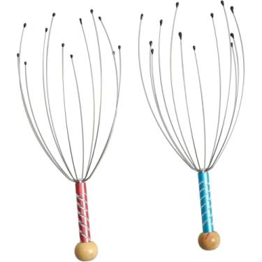 Imagem de Kit 2 Massageador para Cabeça Cabo Colorido Anti Estresse Relaxante Cafuné Com 12 Hastes