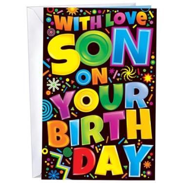 Imagem de Chuck's Card-O-Rama - Cartão de aniversário do filho - Cartão de felicitações FEITO nos EUA - Cartolina premium, envelope incluído - 12,7 cm x 19,7 cm - Embalado em correio extra resistente - 95580