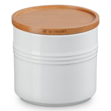 Imagem de Pote le creuset em cerâmica com tampa de madeira 1,1 litros branco 91044403010000