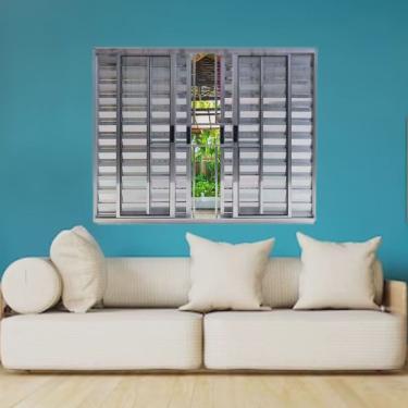 Imagem de Janela Veneziana de Alumínio 6 Folhas 100 X 120cm Linha Modular com Grade