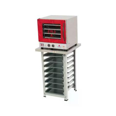 Imagem de Kit - Forno Turbo Elétrico Fast Oven PRP-004 127v Vermelho + Bancada MES-004 + 8 Assadeiras - Progás