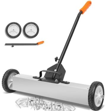 Imagem de Varredor magnético, Vassoura magnética de rolamento com ímã resistente, suporte telescópico e rodas para limpar pregos, Vassoura magnética 73 * 78-144CM, Rolo magnético com vassoura magnética