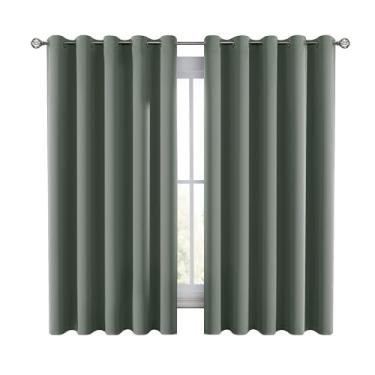 Imagem de Cortinas blackout premium LDC 153 cm de comprimento conjunto de 2 painéis - Cortinas escurecidas com isolamento térmico para janela do quarto - Cortinas com ilhós - 132 cm x 160 cm (Sage)