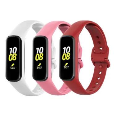 Imagem de 3 Pulseiras De Silicone Galaxy Fit 2 R220 - Branco / Rosa Chiclete / V