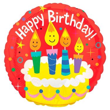 Imagem de Balão Metalizado Happy Birthday Bolo Vermelho - 18 Polegadas