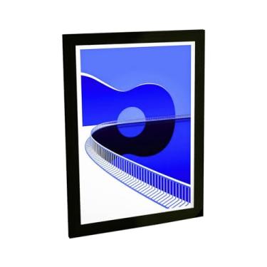 Imagem de Quadro Decorativo Musica Violão Ilustração Azul Decoração Poster Quarto Sala