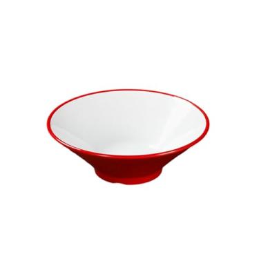 Imagem de Utensílios de mesa delicados de cor média esmaltados minimalistas domésticos estilo chinês anti-queimadura e resistente a quedas - tigela de chapéu de 22 cm de espessura [vermelho e branco]