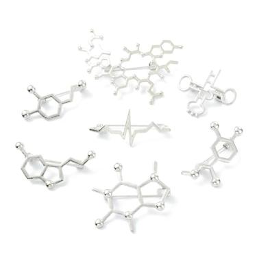 Imagem de KitBeads 7 pçs broche de batimento cardíaco ciência DNA biológico cientista médico lapela broches para enfermeira médica professora mochila acessórios