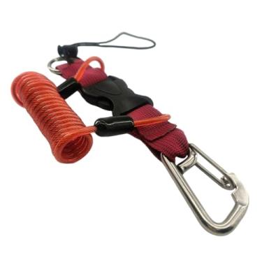 Imagem de IEUDNS Cordão de mergulho anti-perda multifuncional, com fivela de liberação rápida, cordão de mola espiral para luzes de mergulho, lanternas, Vermelho