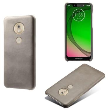 Imagem de Capa para MOTO G7 Play,Proteção contra quedas,Casca de volta de cor sólida simples,Design de couro de imitação de plástico-Gray