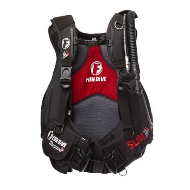 Imagem de Fun Dive Colete de Mergulho Slim Traveler Evolution, Preto e Vermelho, Nylon 840D, Sistema de Lastro Integrado, XS-XL, para Mergulho Recreativo (Preto, Médio)