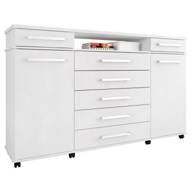 Imagem de Cômoda Para Quarto 2 Portas 7 Gavetas London D02 Branco - Mpozenato