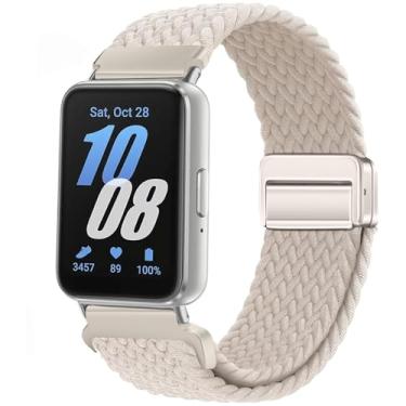 Imagem de Issinlky Pulseira trançada de nylon compatível com Galaxy Fit 3, pulseira de fivela magnética elástica para Galaxy Fit 3 SM-R390