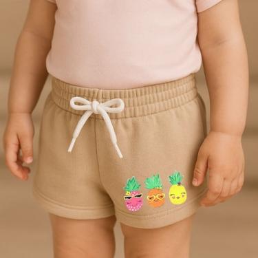 Imagem de Short Moletinho Infantil Feminino Estampado Frutas Fofas Diversão aleg