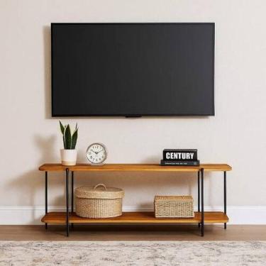 Imagem de Rack Para Sala De TV Madeira Maciça Estilo Industrial Pés Em Ferro - T