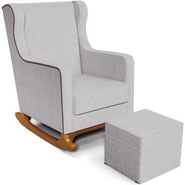 Imagem de Poltrona De Amamentação Com Balanço E Puff Mavie L02 Linho Cinza - Lya