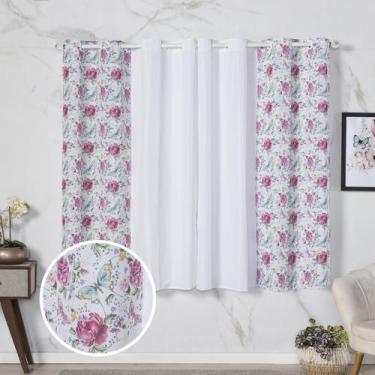 Imagem de Cortina Florata 2,00 Largura x 1,40 Altura Estampada Janela Casa Cozin