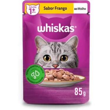 Imagem de Kit 5 Sachê Ração Úmida Whiskas para Gatos Adultos Sabor Frango ao Mol