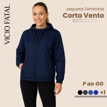 Imagem de Jaqueta Corta Vento Feminina Impermeável Agasalho com Capuz Premium Liso Leve Treino e Academia-Feminino