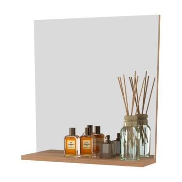 Imagem de Espelheira Para Banheiro 45cm Com Prateleira Multimóveis Cr10115 Amêndoa Amêndoa