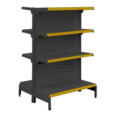 Imagem de Gôndola Prateleira Preta 4 Níveis 40x30 New Plus 1,40 Central Inicial Pe Amarelo - Sa Gôndolas