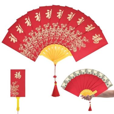 Imagem de Envelopes vermelhos de ano novo chinês, design de leque de 10 cartões, bolso vermelho, presente de dinheiro da sorte, 2026, envelope de dinheiro de cavalo de ano novo lunar tamanho grande para