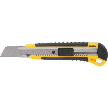 Imagem de Estilete Largo 25mm Corpo Plástico Guia Metal Botão T Vonder