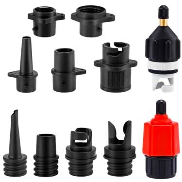 Imagem de 11 kits de adaptador de bomba inflável de sup, conjunto de adaptador de válvula de ar inflável para barco de plástico para prancha de remo para prancha de pé, bote, pontão, caiaque