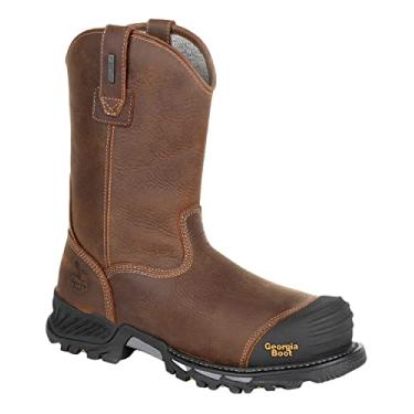Imagem de Georgia Boot Bota de trabalho Rumbler Composite Toe impermeável sem fecho, preta e marrom, tamanho 11,5 (L)