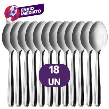 Imagem de Jogo Colher Sobremesa Aço Inox Premium Conjunto Talher Dia a Dia Resis