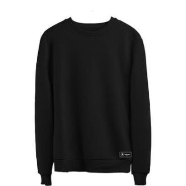 Imagem de Blusão Moletom Masculino e Feminino Liso Básico sem Capuz gola Redonda-Unissex