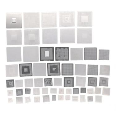 Imagem de BGA Reballing Stencils Kit de modelo de rede de retrabalho universal de aço inoxidável 304 Conjunto de 60 peças para reparo de chips de computador, laptops, desktops, placas-mãe,