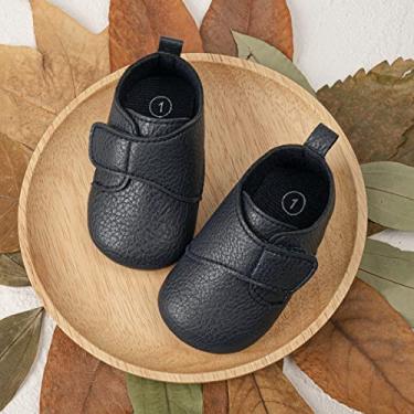 Imagem de Sapatos Oxford para bebês meninos e meninas infantis clássicos formais mocassins rasos sola macia primeiro andador sapato social para festa de casamento azul escuro