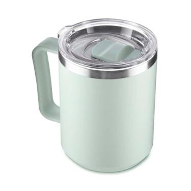 Imagem de Caneca Térmica 450ml Plástico PP Interior Inox 304 com Alça Ergonômica | Tampa Vedação de Encaixe | Livre de BPA, Leve e Durável | Ideal para Café, Chá e Uso Diário (Verde)