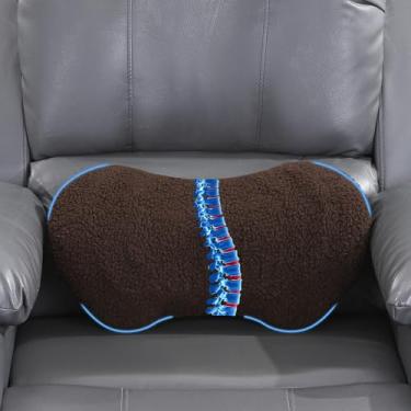 Imagem de ROYALAY Almofada de apoio lombar sherpa para poltrona, almofada traseira de espuma viscoelástica para cadeira, almofadas quentes para sofá para idosos com capa lavável na máquina, almofada lombar para